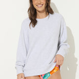 Ash Grey Ocean Texture Rib Crewneck