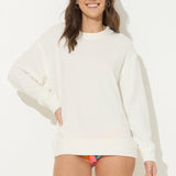 White Ocean Texture Rib Crewneck