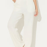 White Ocean Texture Rib Cord Pants