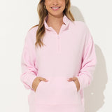 Paradise Pink Ocean Texture Rib Cord Quarter Zip