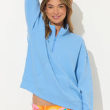 Salty Blue Ocean Texture Rib Cord Quarter Zip