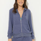 Hacci Zip Hoodie - Heather Navy