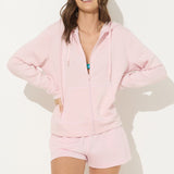 Hibiscus Pink Cloud Fleece OD Zip Up Hoodie
