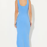 Island Blue Rib Knit Cut Out Maxi Dress