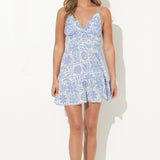 Blue Lilac Botanical V-Neck Dress