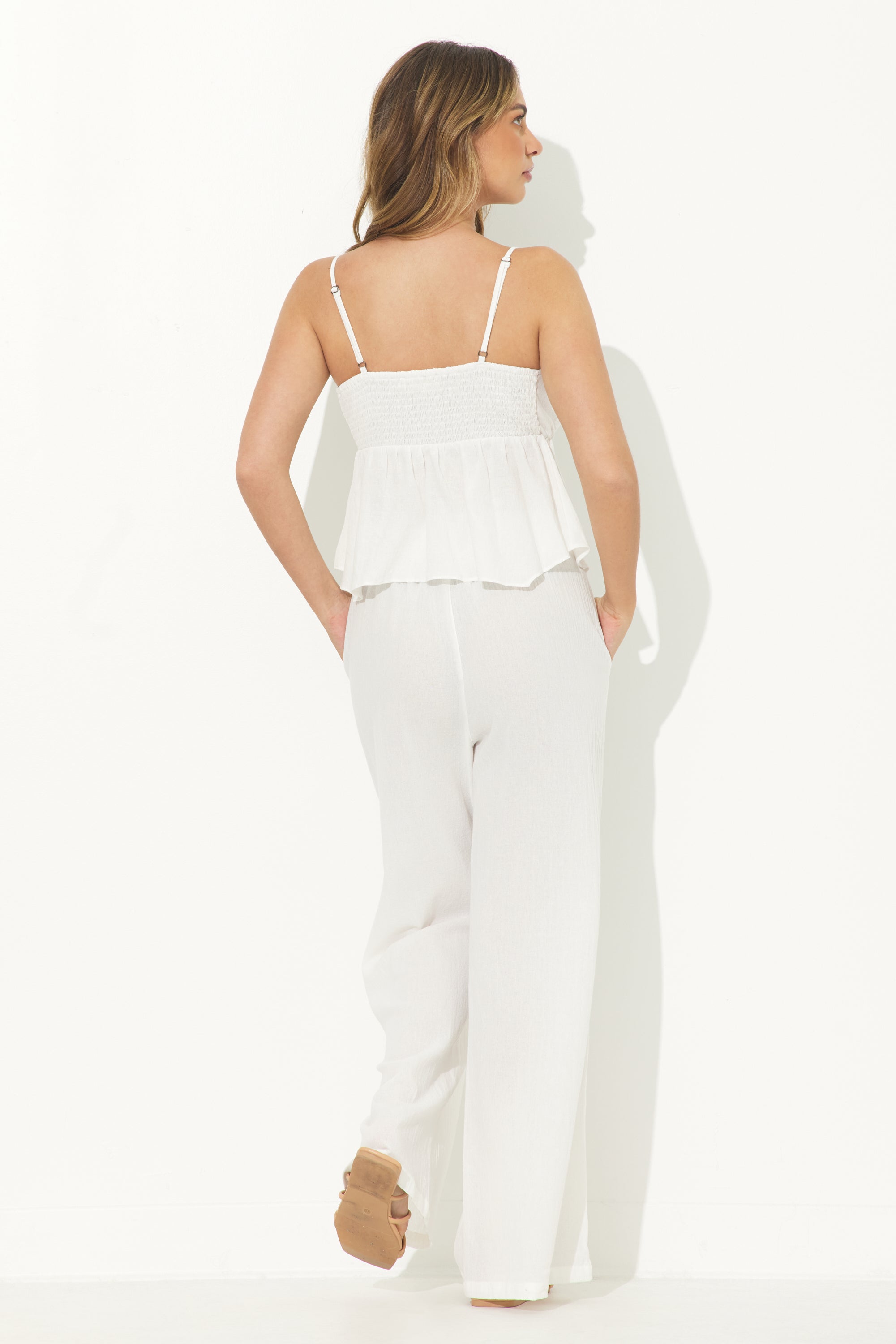 Textured Wide Leg Pant W/ Pockets