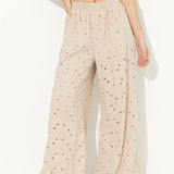 Sandy Beach Floral Eyelet Wide Leg Pants