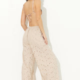 Sandy Beach Floral Eyelet Wide Leg Pants