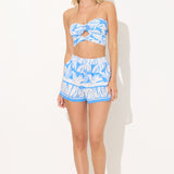 Summer Palm Blue Twist Tube Top