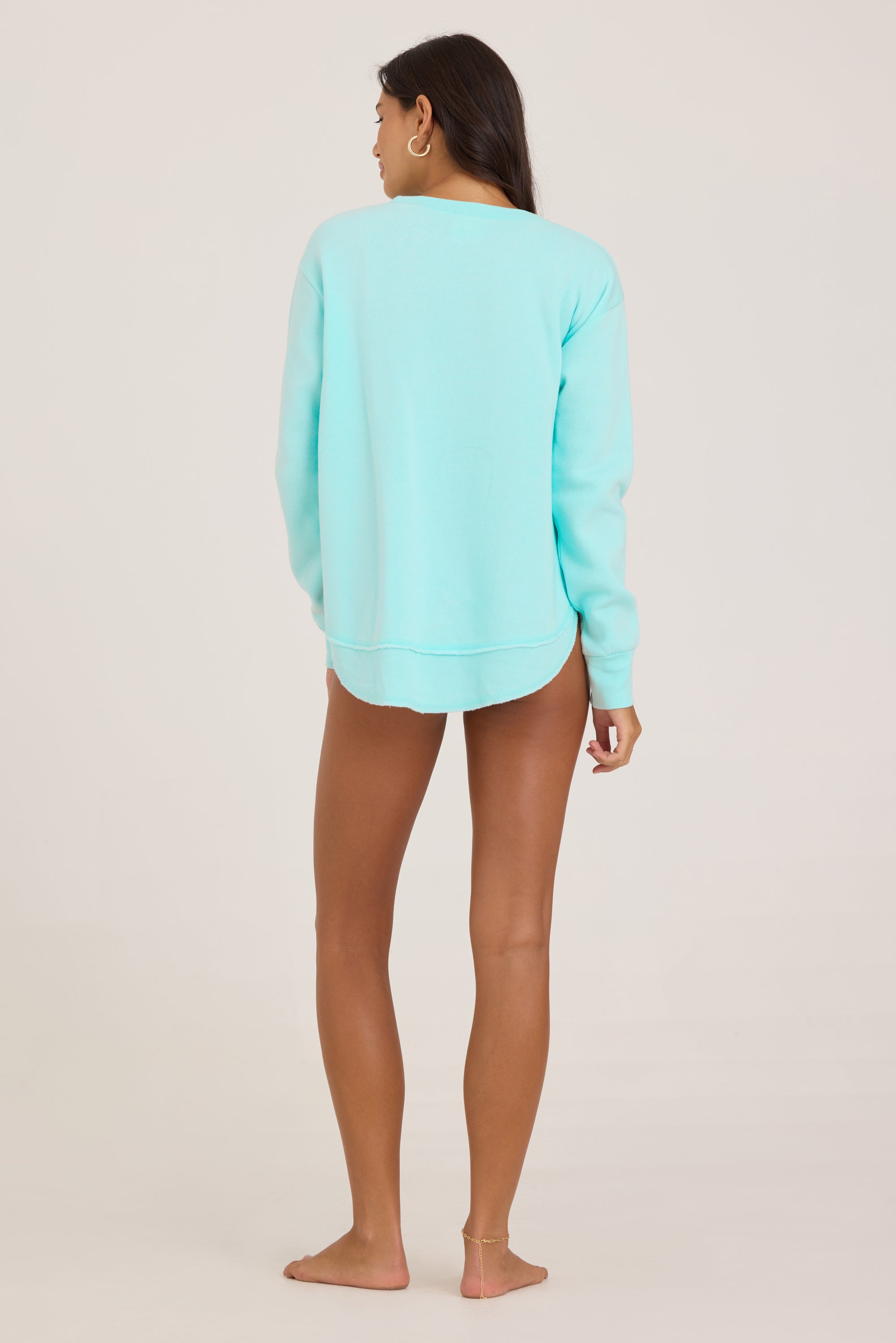 New Burnout Round Hem Crewneck - Maui Mint