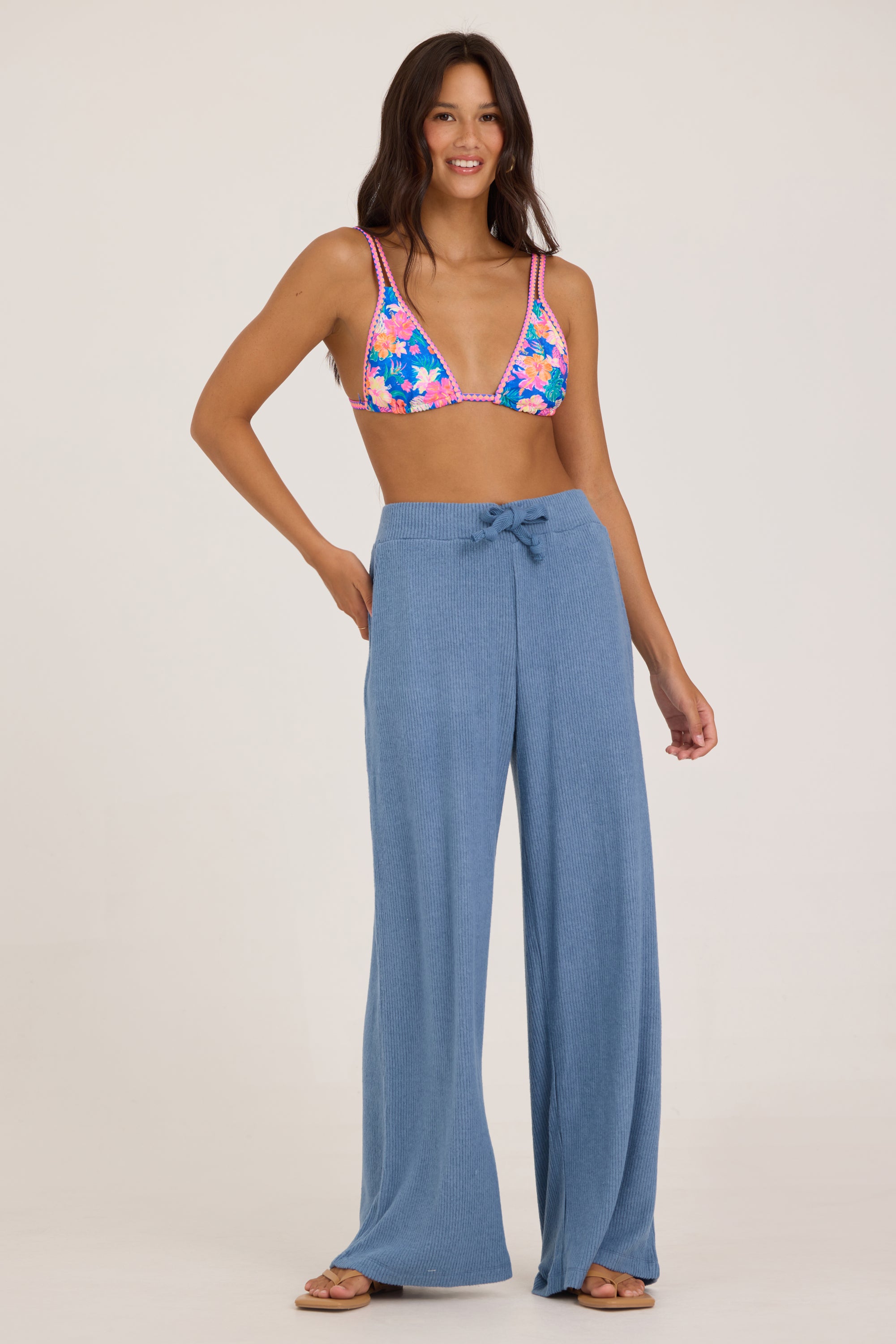 Ribbed Hacci Wide Leg Pant