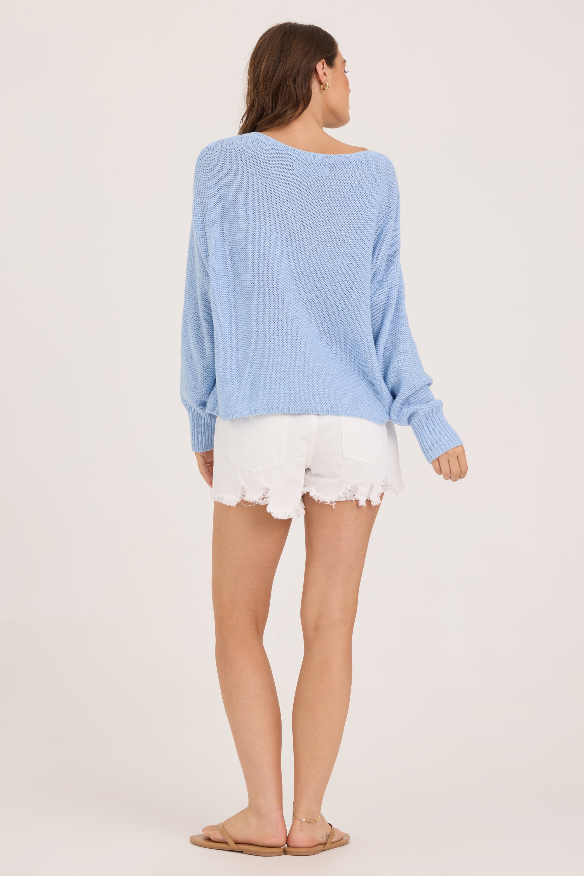 American Flag Graphic Sweater - Lt Blue