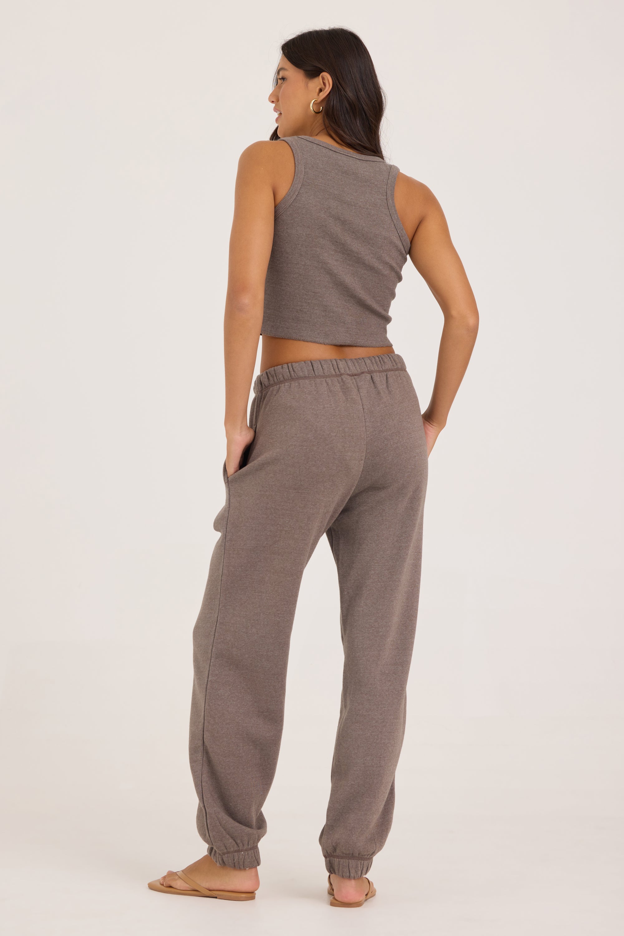 Heather Jogger with Pocket - Heather Brown