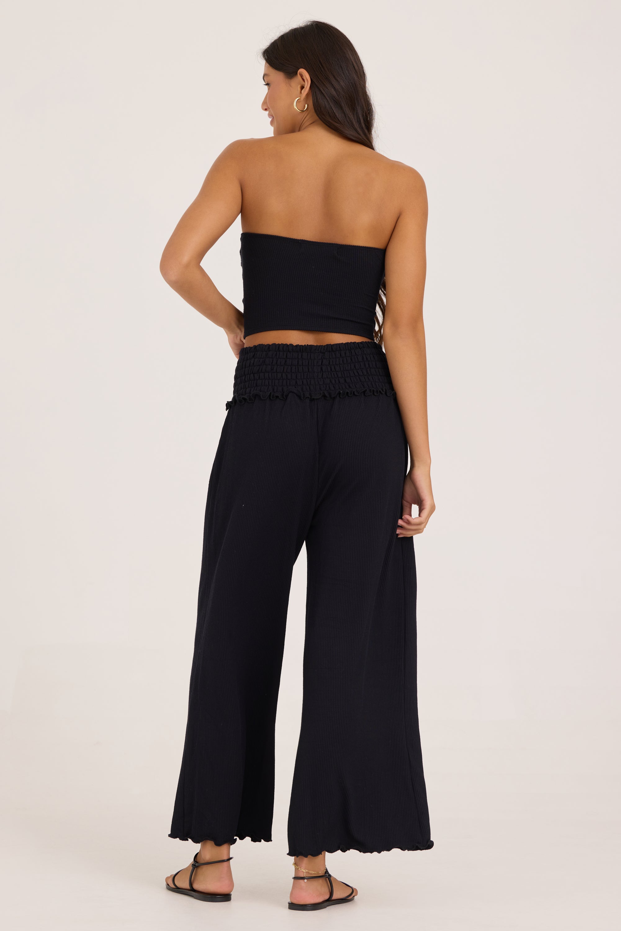 Rib Knit Tube Top - Black