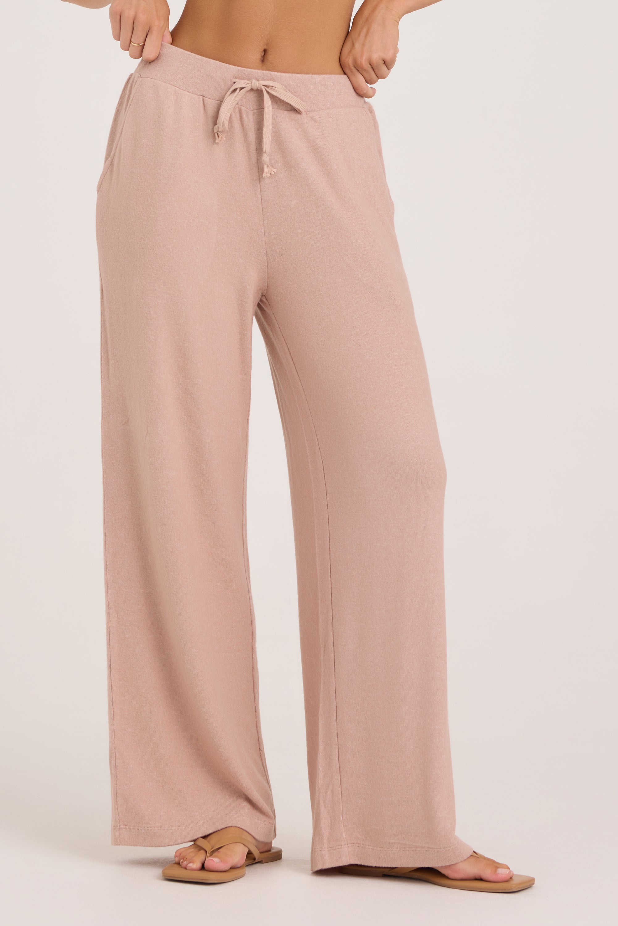 Solid Hacci Wide Leg Pant - Iced Coffee