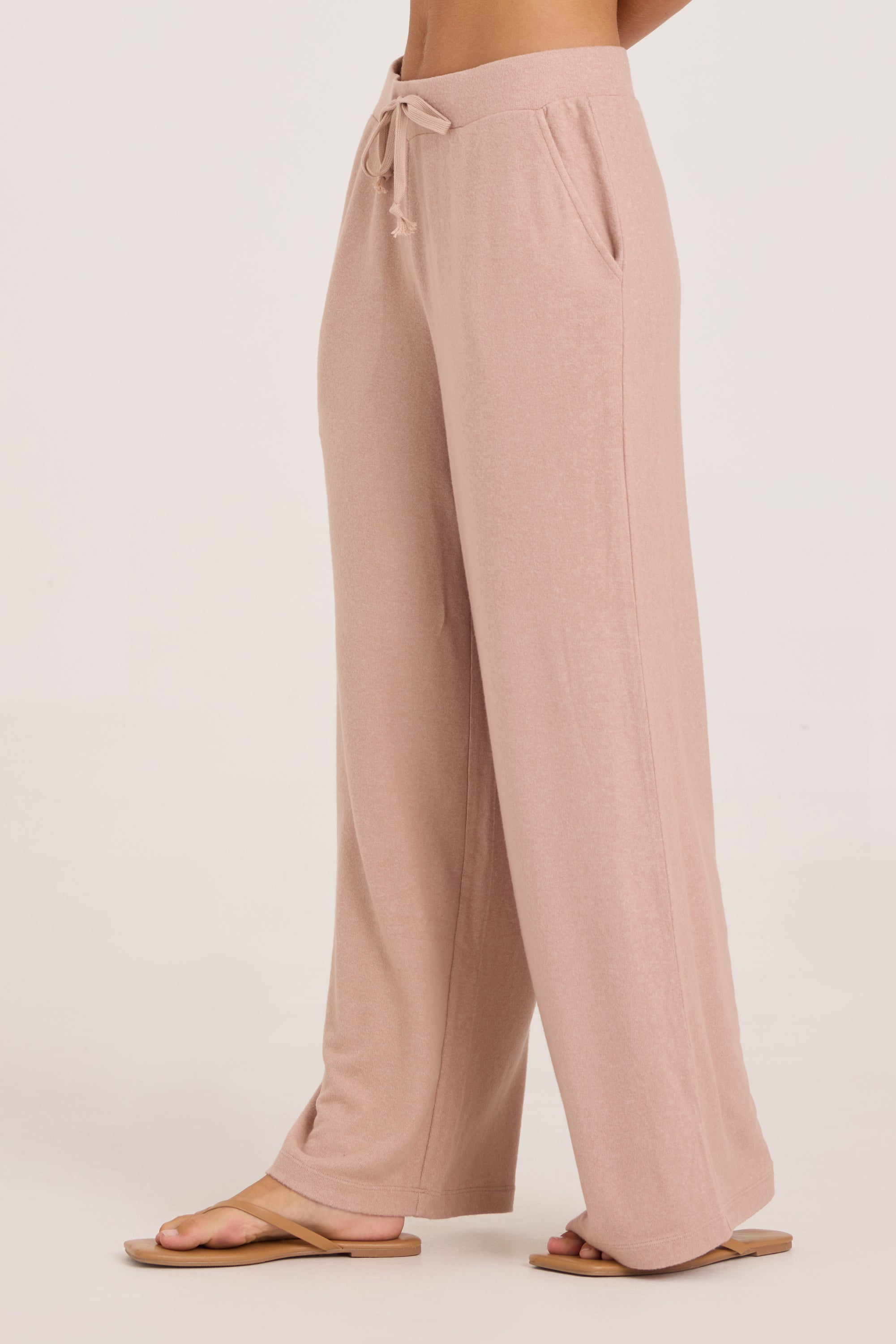 Solid Hacci Wide Leg Pant - Iced Coffee