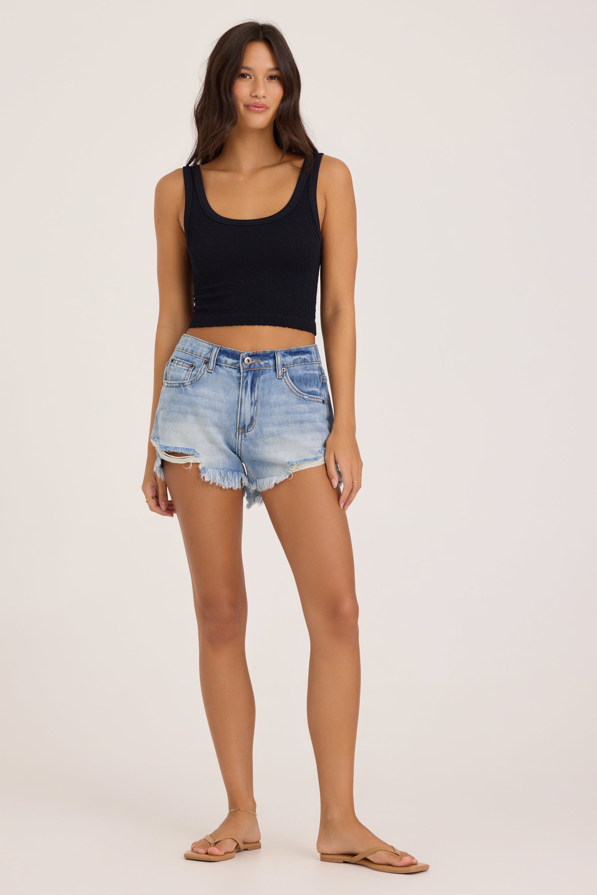 Seamless Crinkle Tank - Black