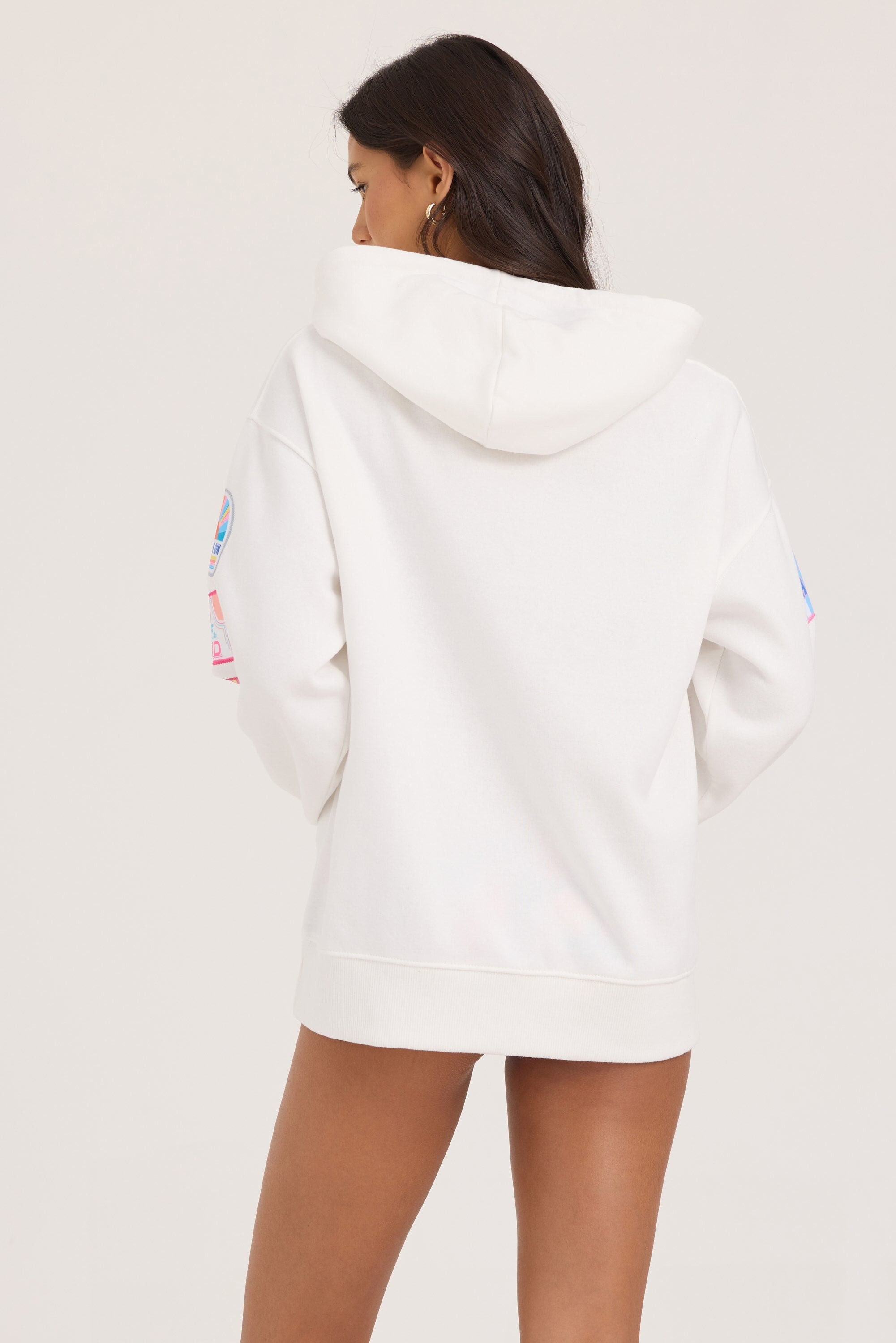 White Surf Wash Hoodie with Patches