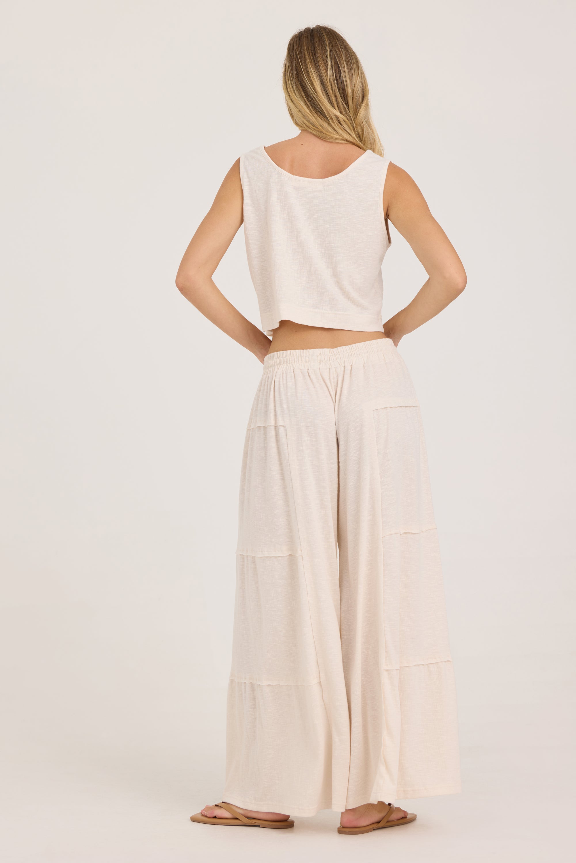 Textured Slub Knit Pant - Cream