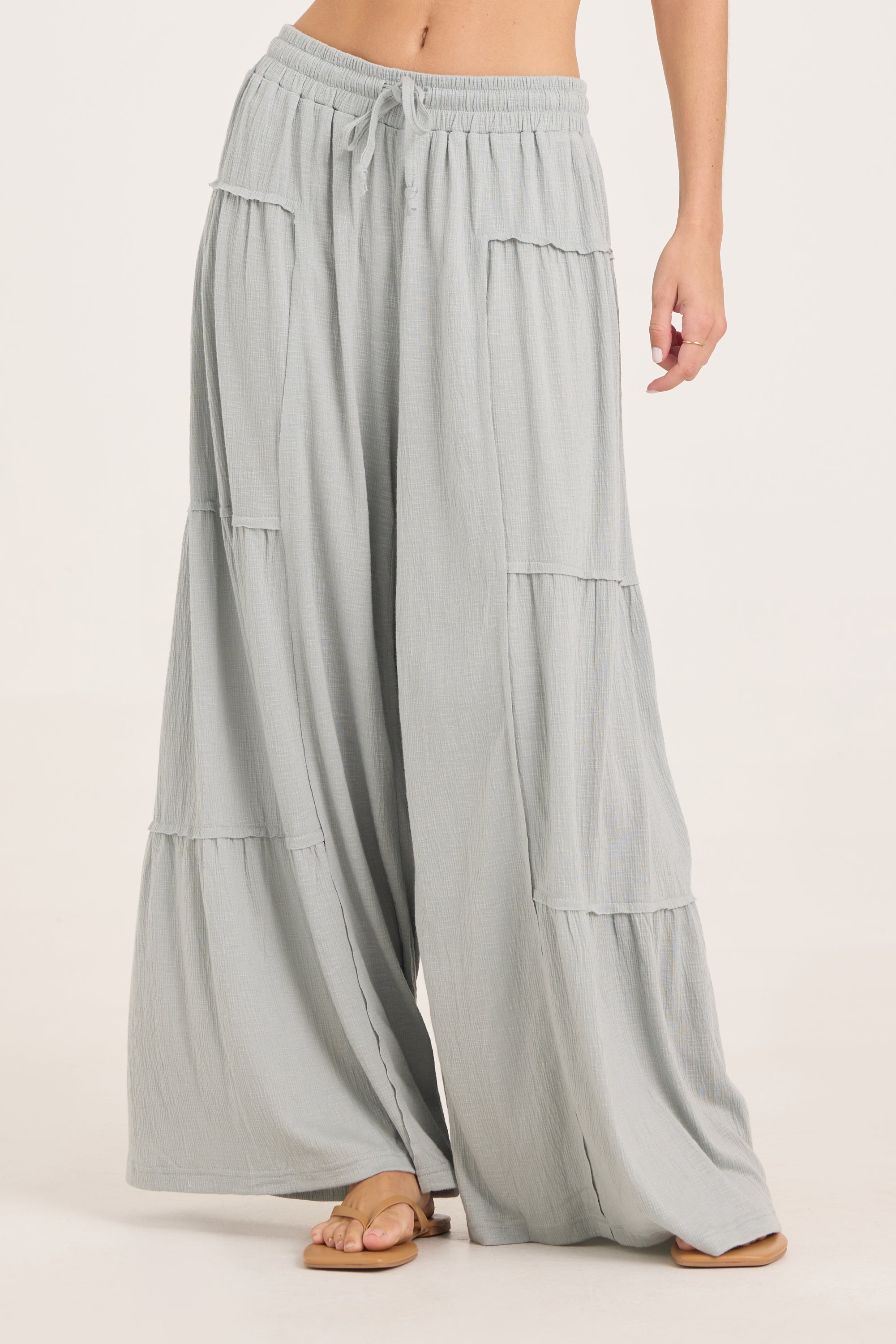 Textured Slub Knit Pant - Sage