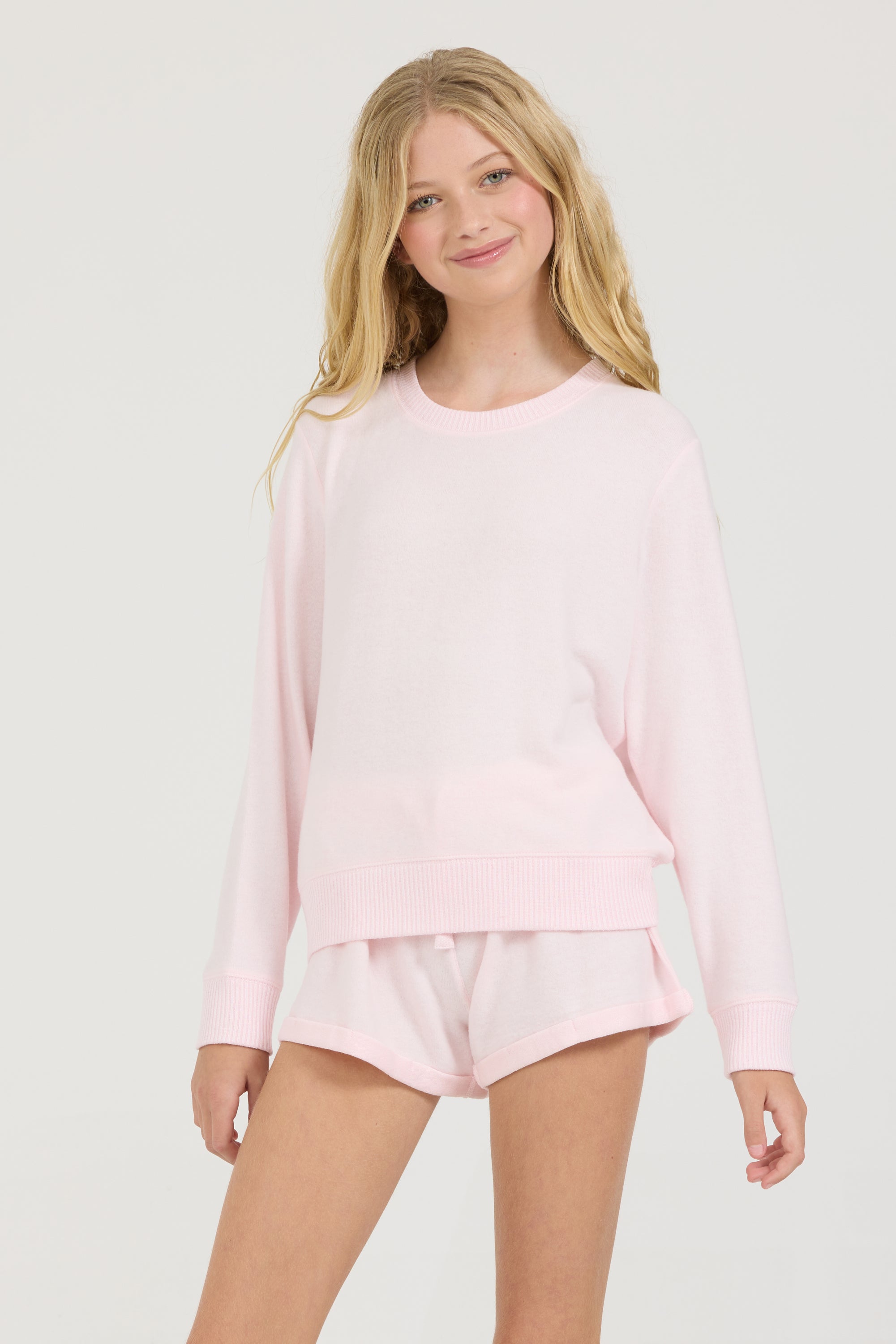 Kids Solid Hacci Crewneck