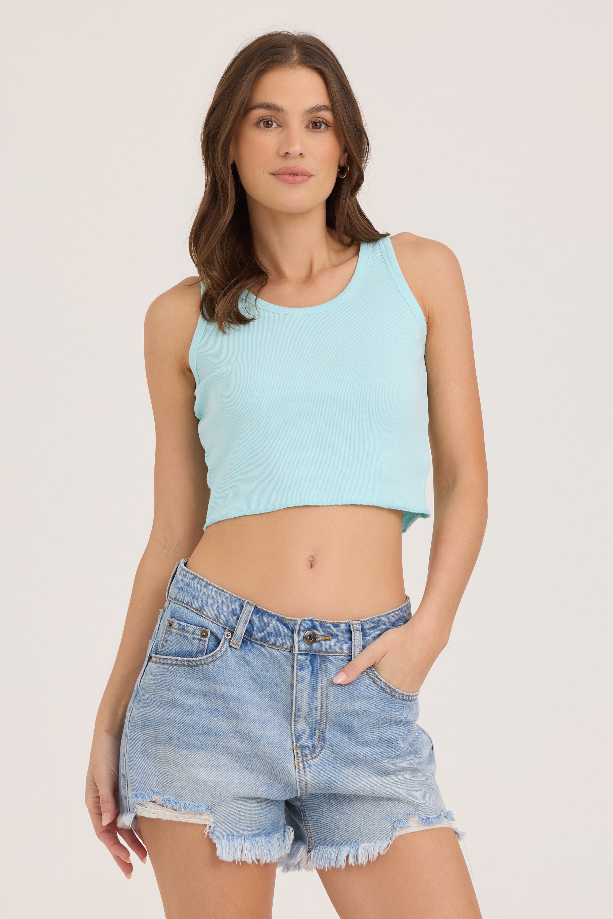 Ribbed Tank - Neon Blue
