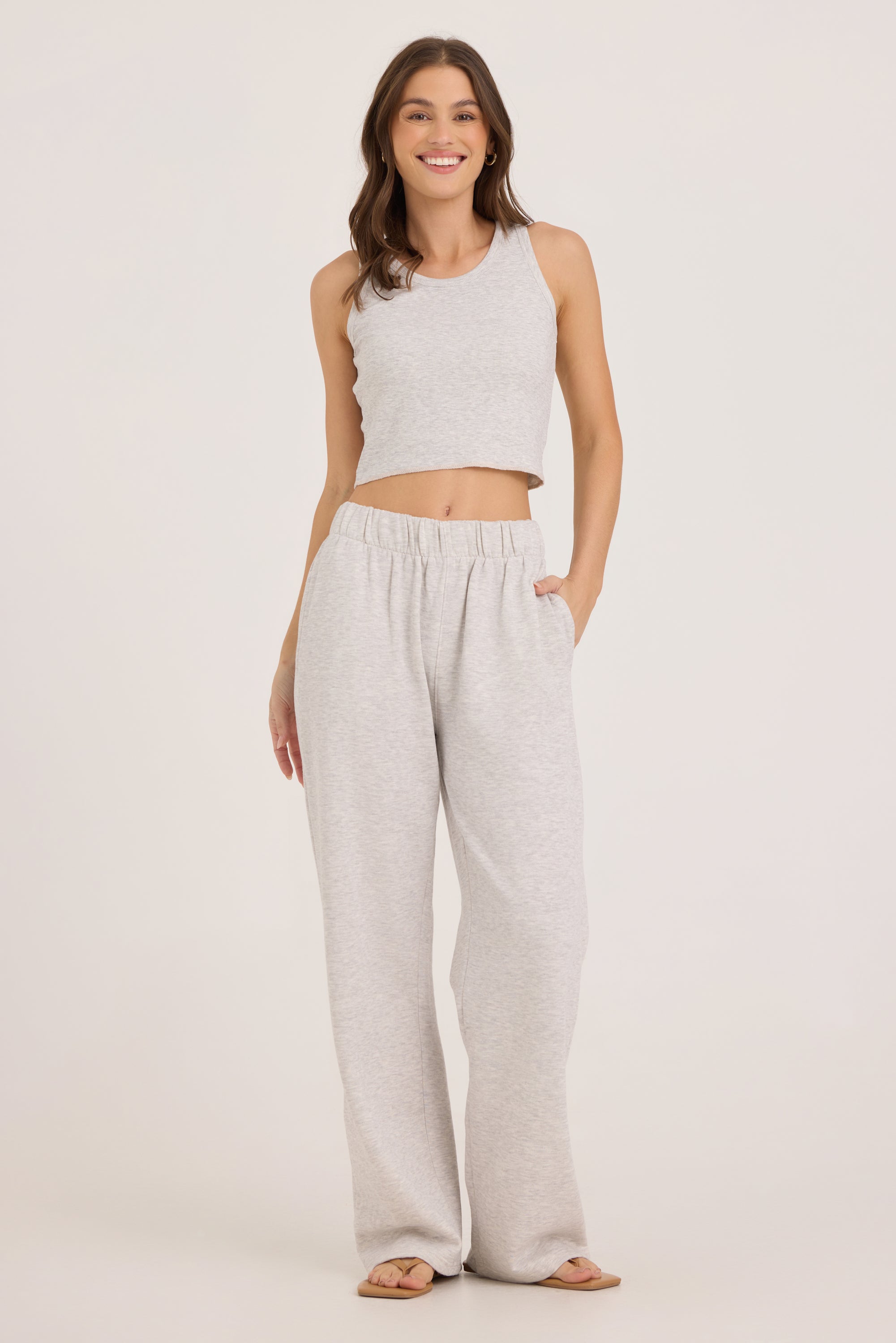 Beach Burnout Wide Leg Pant - Ash Grey