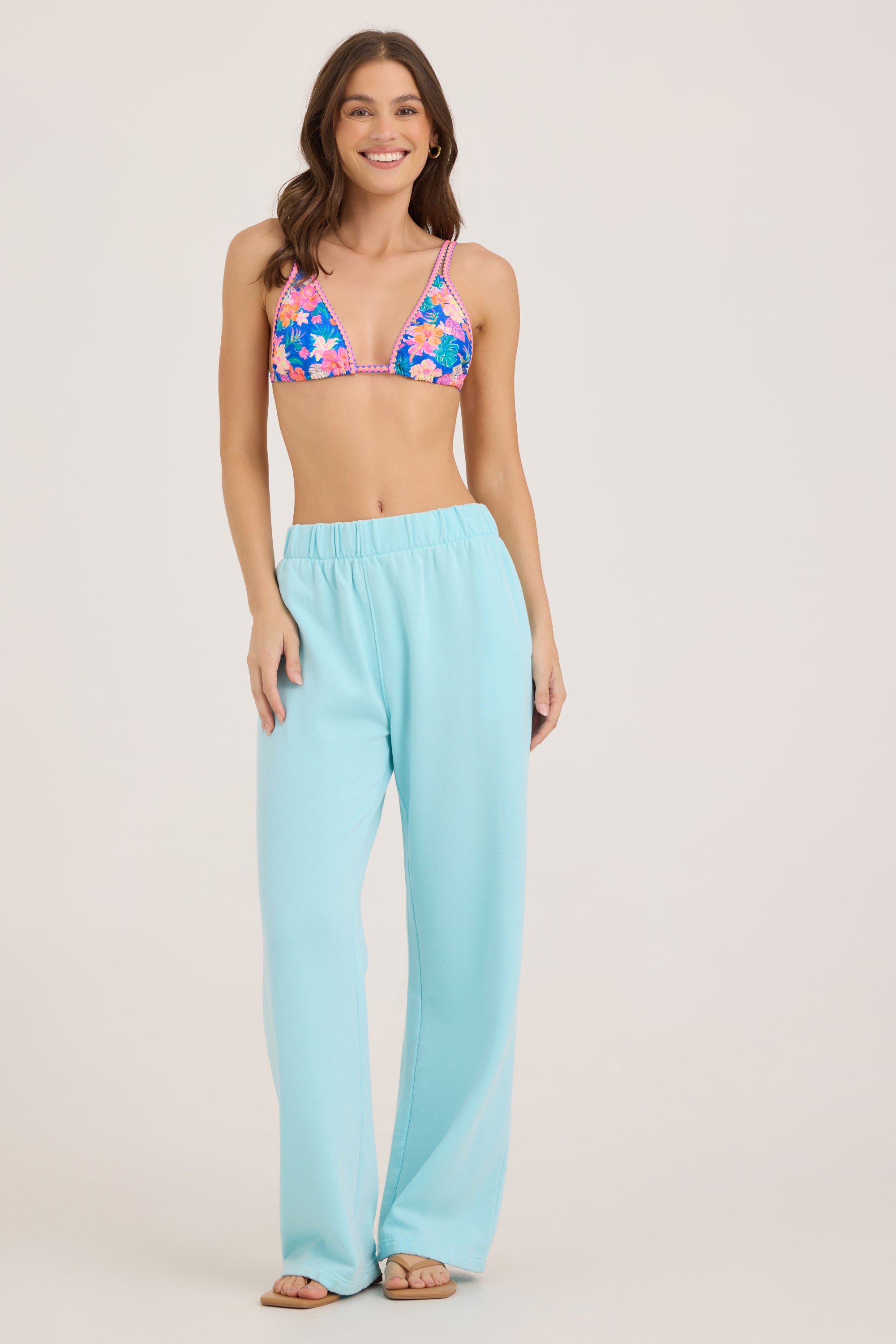 Beach Burnout Wide Leg Pant - Neon Blue
