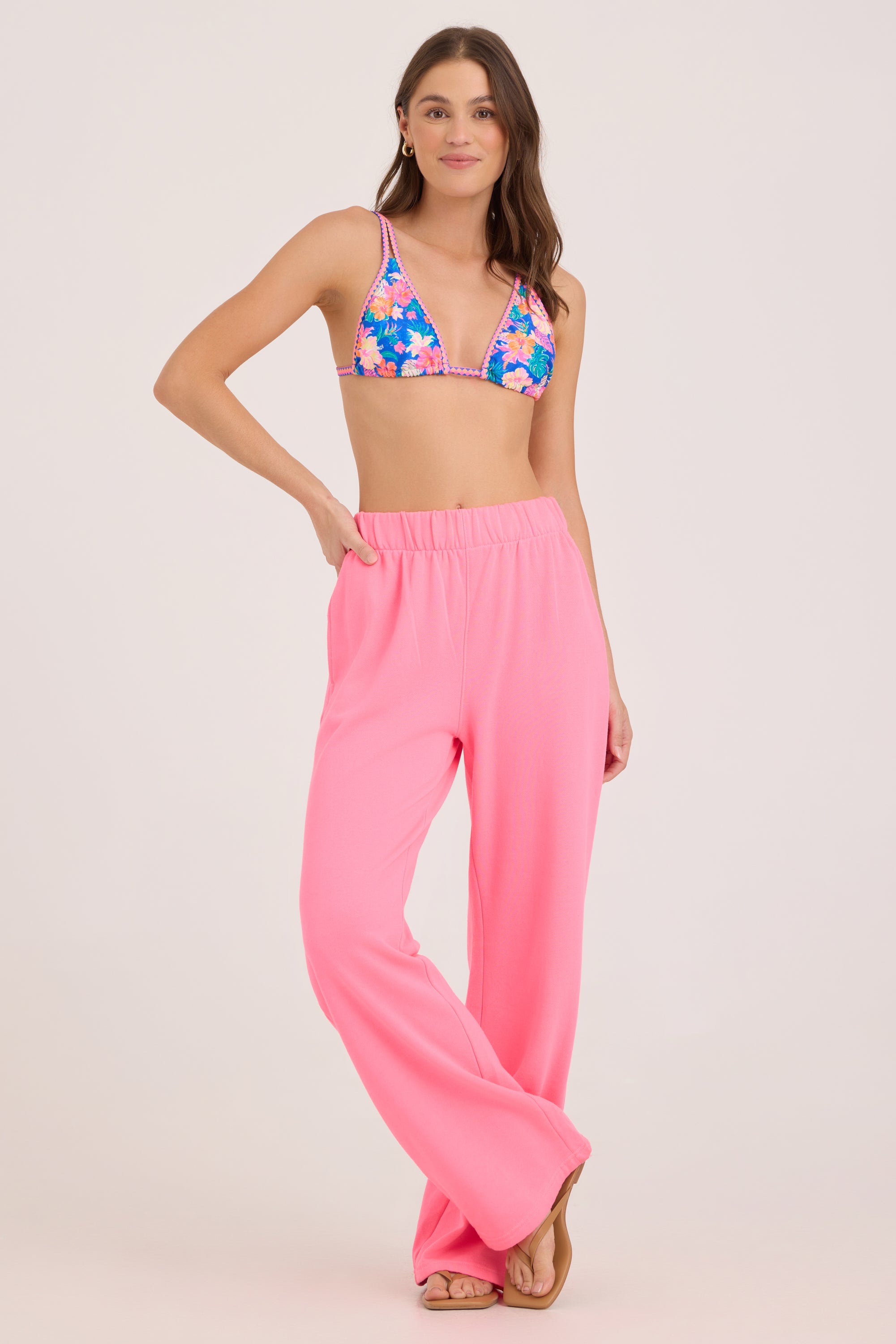 Beach Burnout Wide Leg Pant - Neon Pink