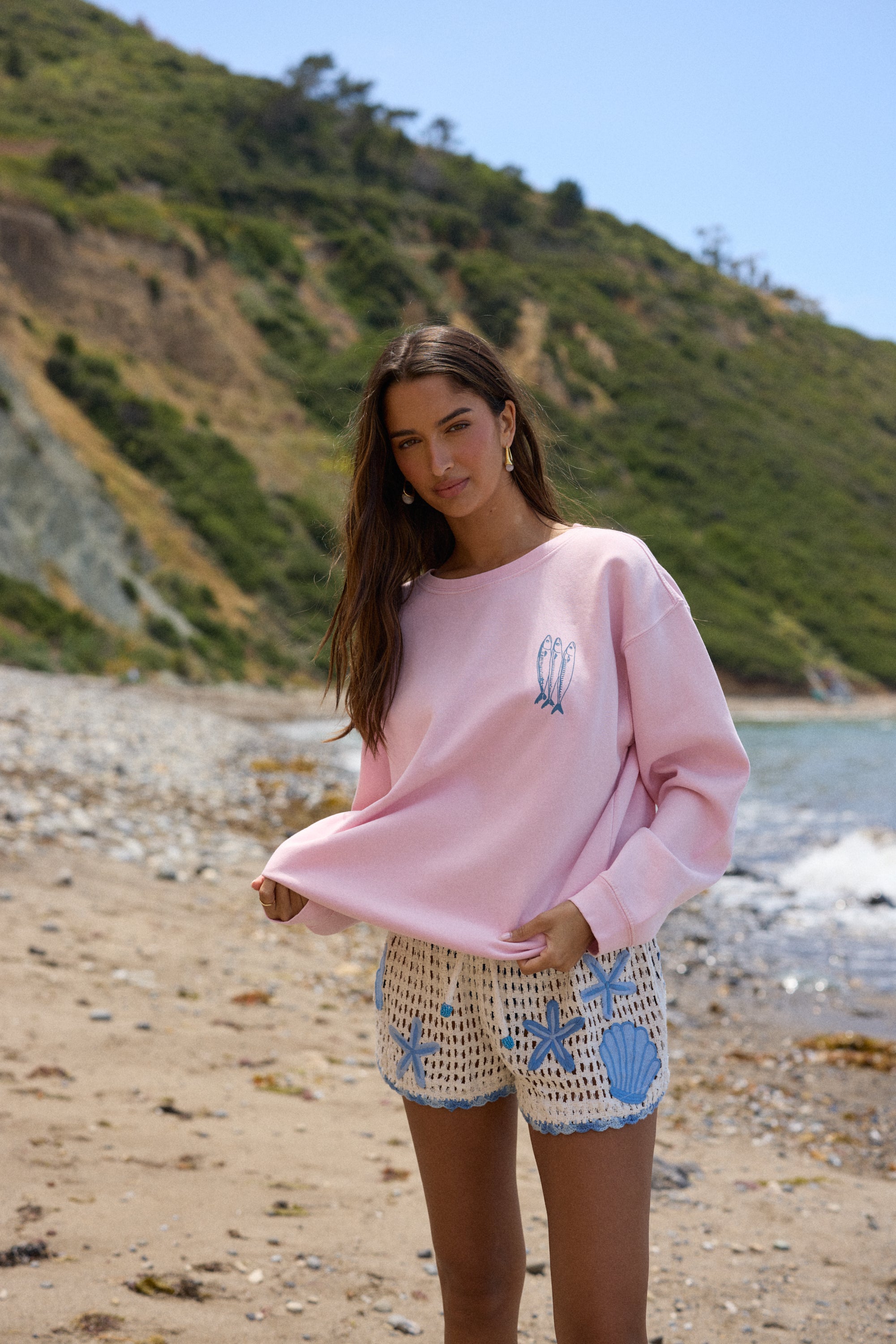 3 Fish Garment Dye Crewneck - Paradise Pink