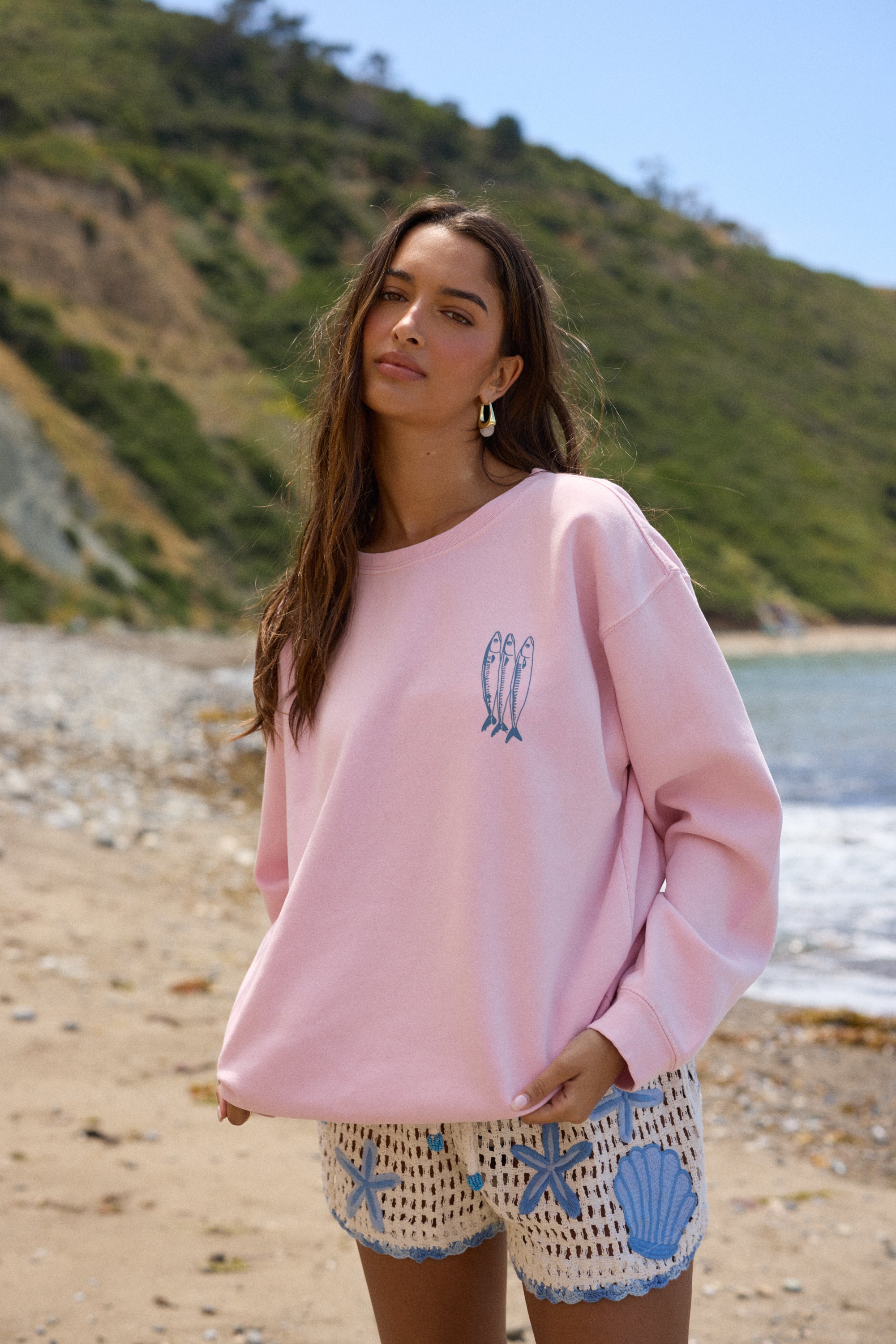 3 Fish Garment Dye Crewneck - Paradise Pink