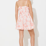 Coral Pacific Hibiscus Print Tie Front Promo Dress