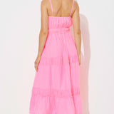 Hot Pink Solid Gauze Maxi Dress
