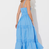 Ocean Blue Solid Gauze Maxi Dress