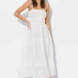 White Solid Gauze Maxi Dress