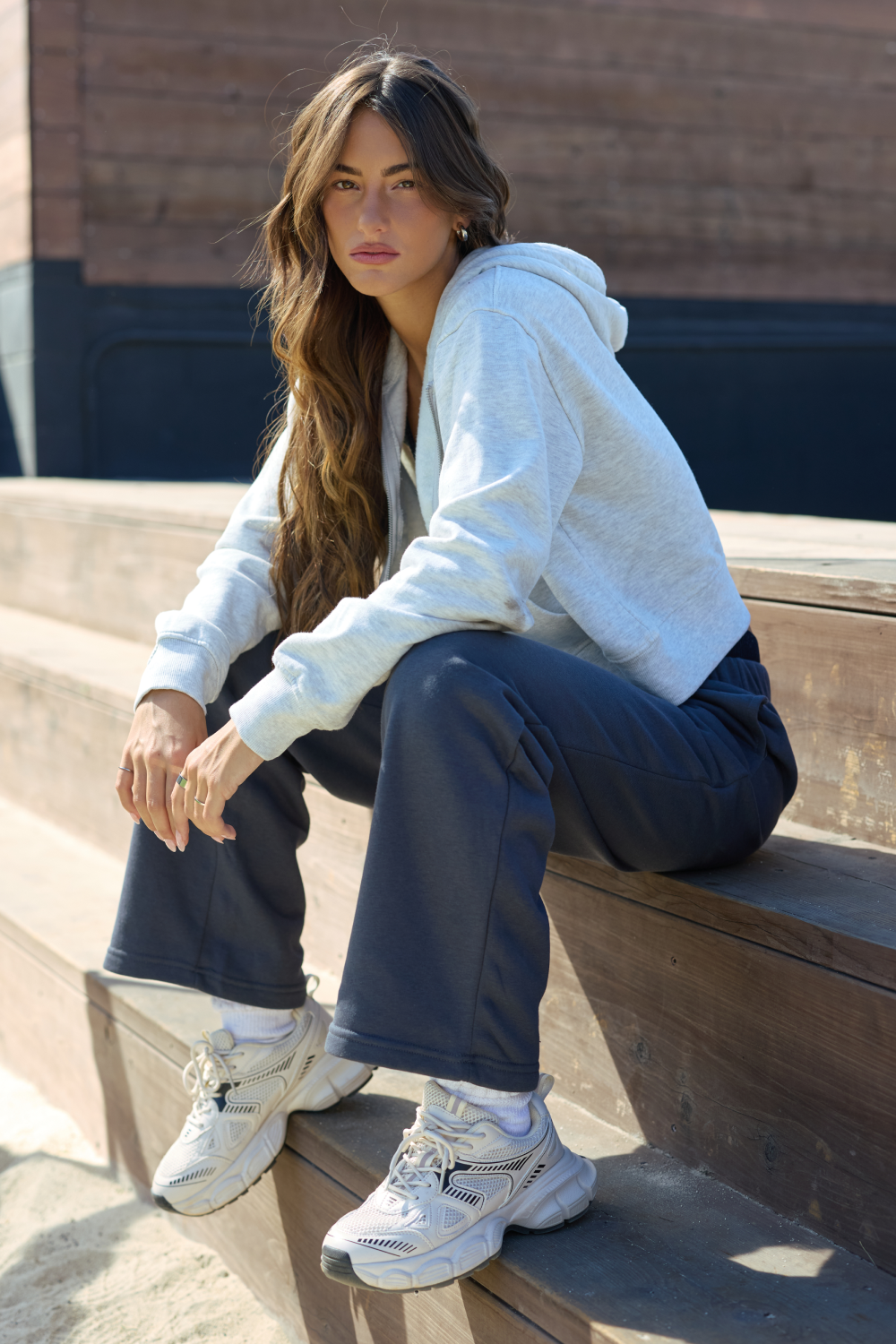 Beach Burnout Zip Hoodie - Ash Grey