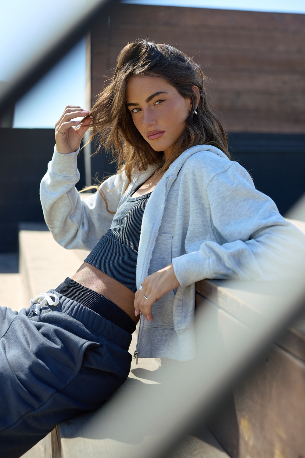 Beach Burnout Zip Hoodie - Ash Grey