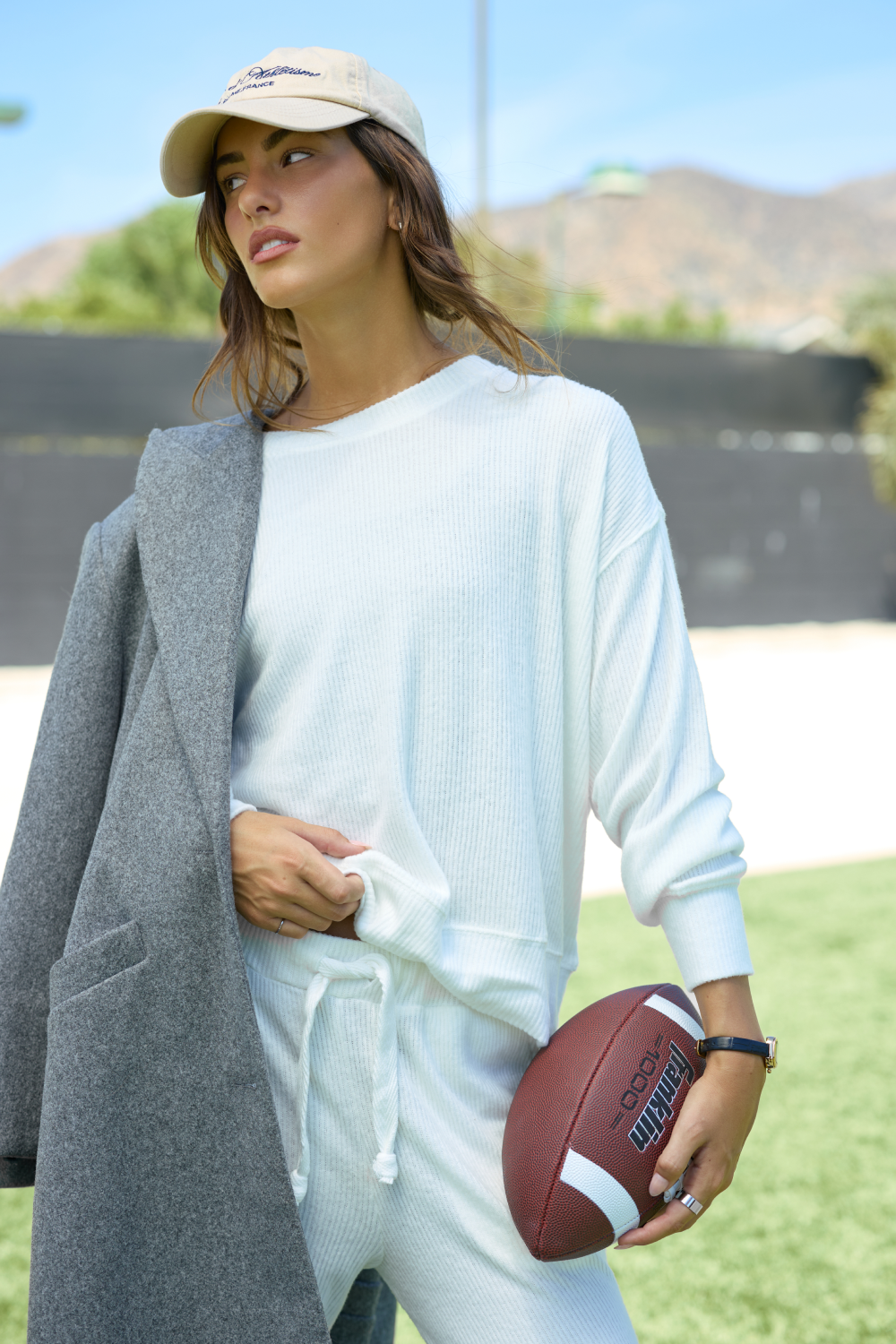 Ribbed Hacci Pullover Cropped Crew - Warm White