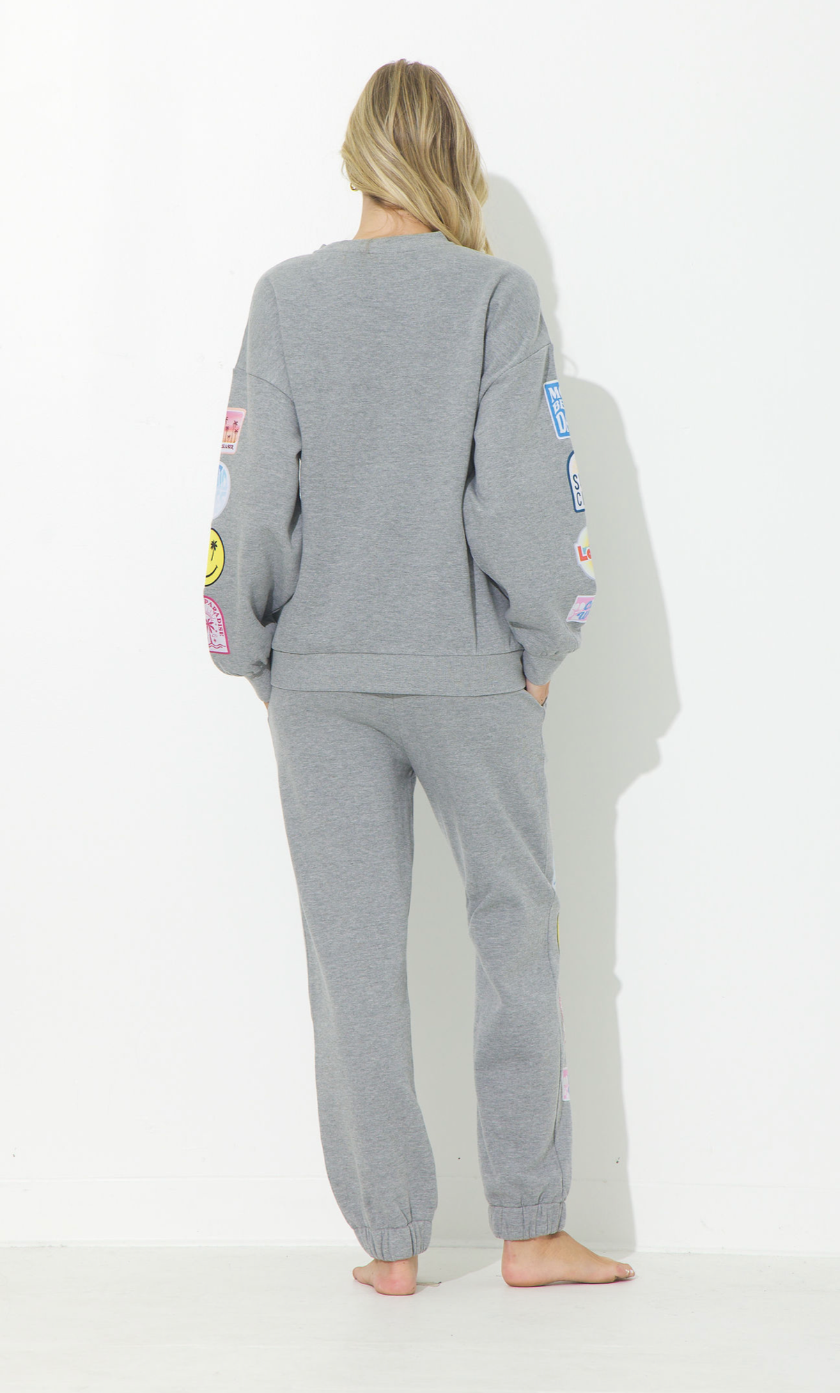 Athletic Grey Surf Wash Crew With Patches