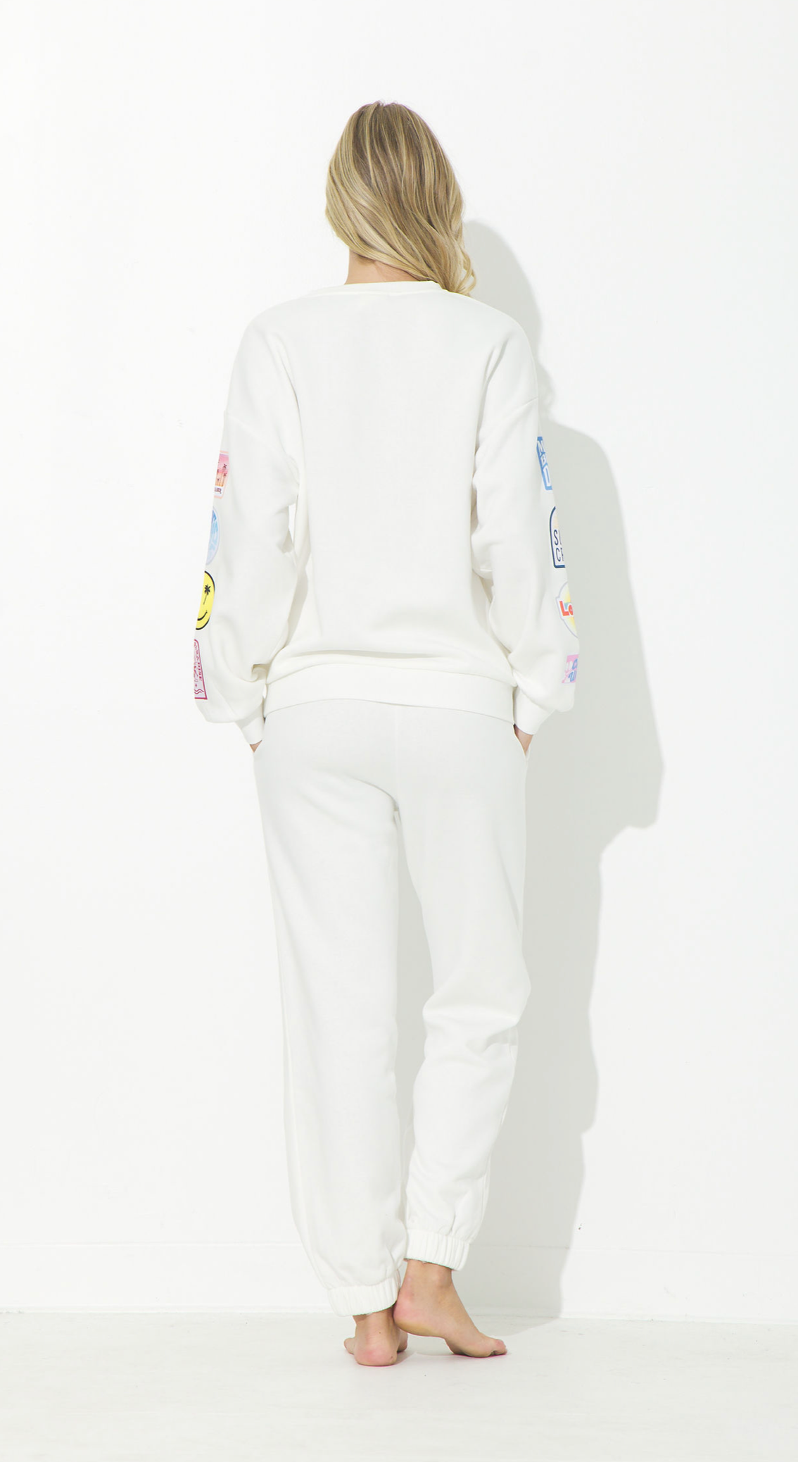 White Surf Wash Jogger with Patches