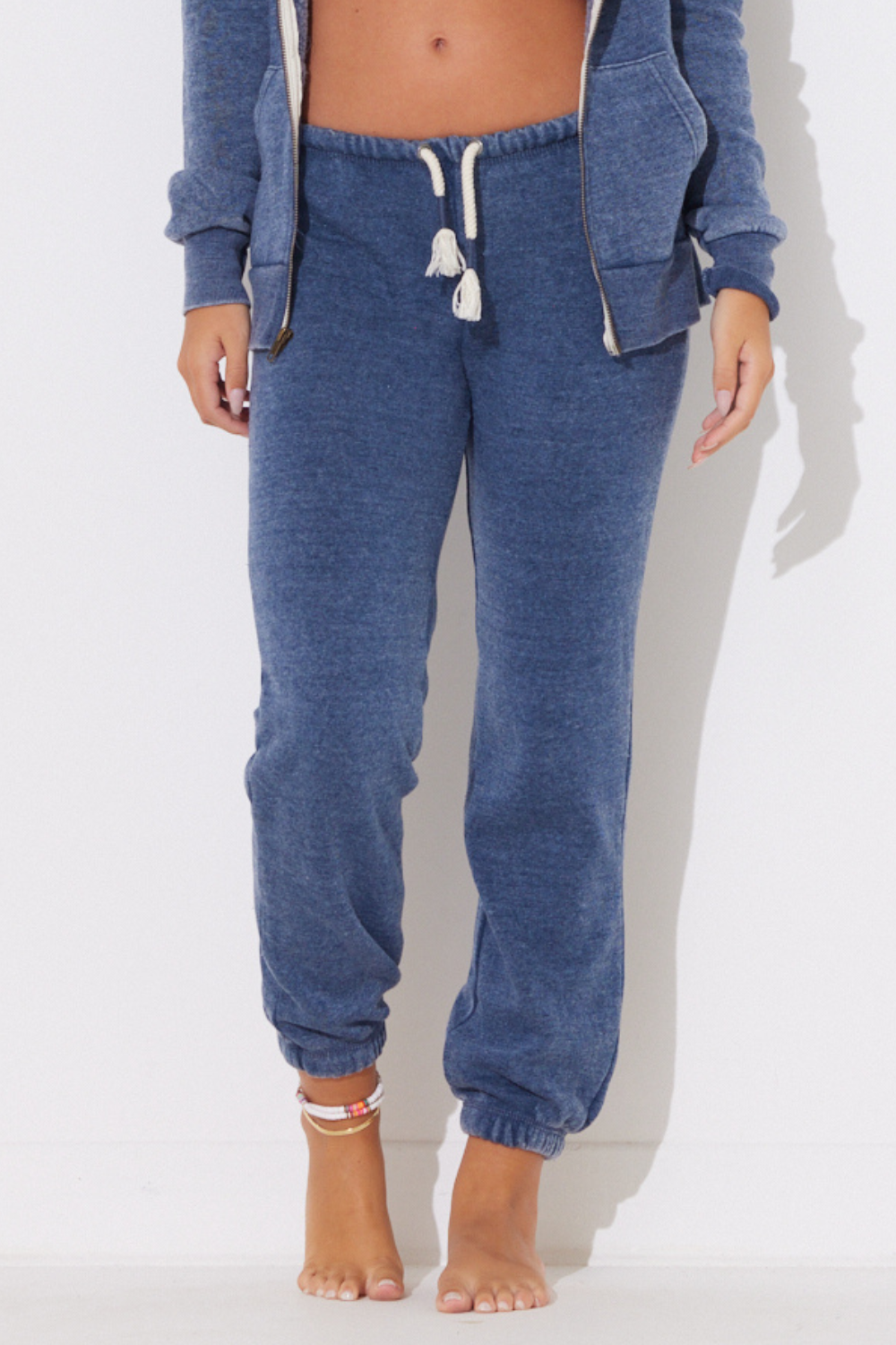 Deep Navy Burnout Scrunch Bottom Sweatpants w/ Wrap Cords
