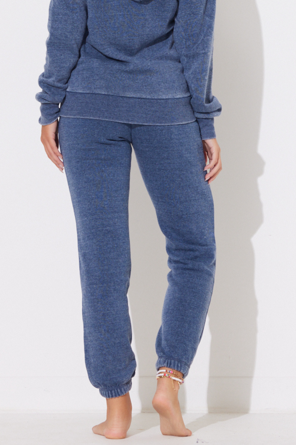Deep Navy Burnout Scrunch Bottom Sweatpants w/ Wrap Cords