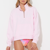Paradise Pink Surf Wash Half Zip Sweatshirt
