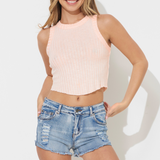 Popsicle Peach Wide Rib Knit Top