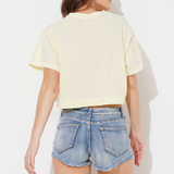 Soft Yellow Saltwash Cropped Tshirt