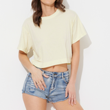 Soft Yellow Saltwash Cropped Tshirt