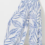 Navy Abstract Leaf Printed Rayon Pant