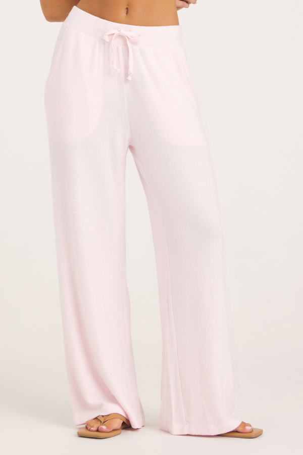 Solid Hacci Wide Leg Pant - Paradise Pink