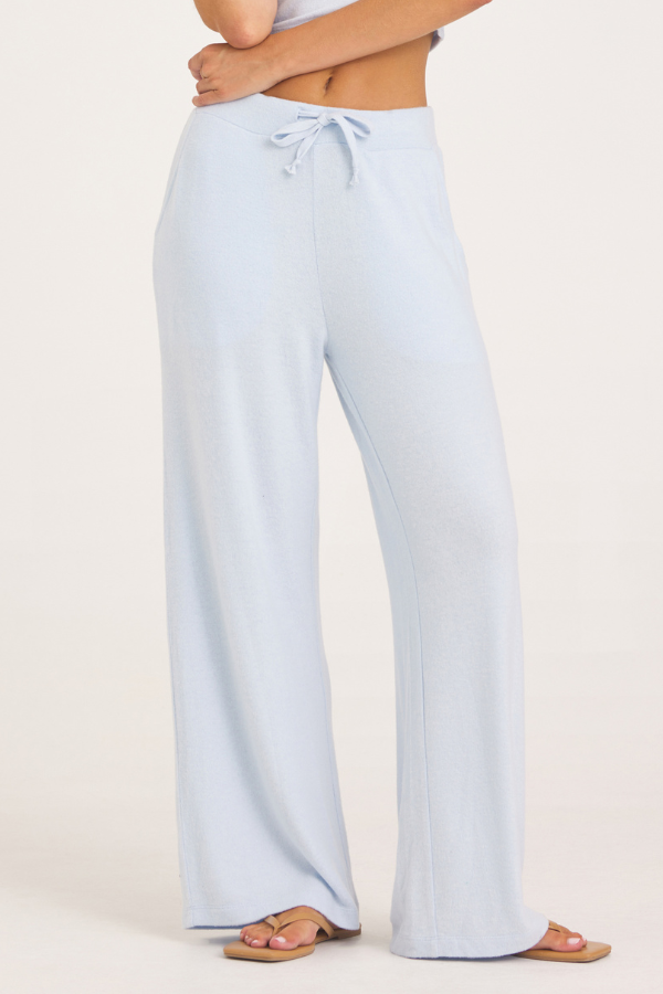 Solid Hacci Wide Leg Pant - Bayside Blue