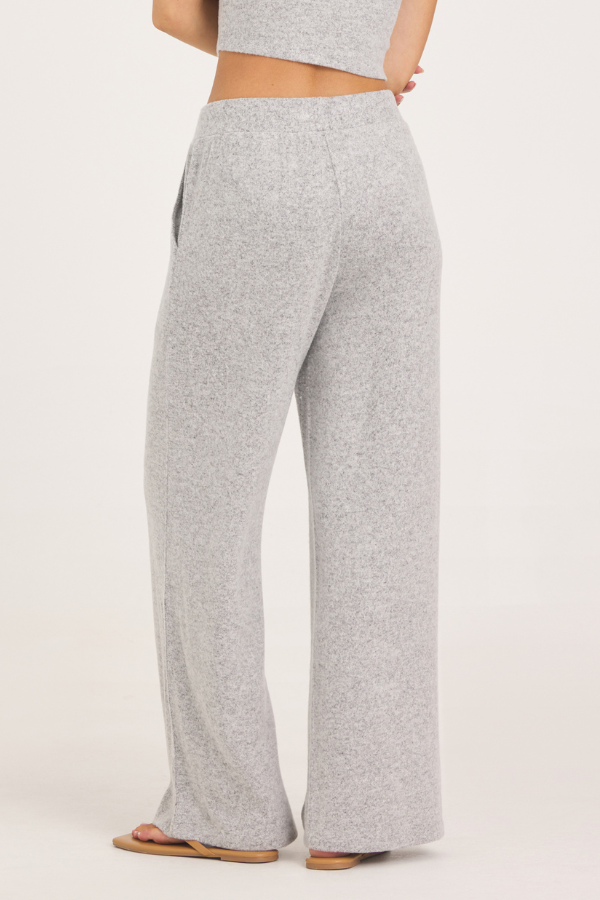 Solid Hacci Wide Leg Pant - Heather Grey